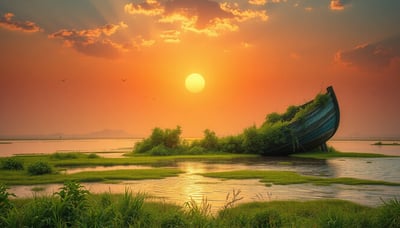 アフリカ夕日難破船