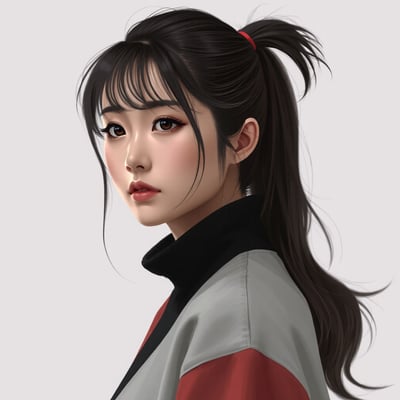 混合風ポニーテール女性