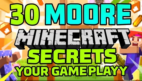 Create a bright, fun, and eye-catching YouTube thumbnail for a gaming video in the niche of Minecraft. The thumbnail should feature the title '30 MORE Minecraft SECRETS to Enhance Your Gameplay' in bold, playful text. Use bright tones like neon greens, blues, and oranges to make it pop. The style should be dynamic and engaging, with a happy, energetic emotion conveyed. The background should reflect the playful and adventurous nature of Minecraft, with elements of the game like blocks, characters, or landscapes. 