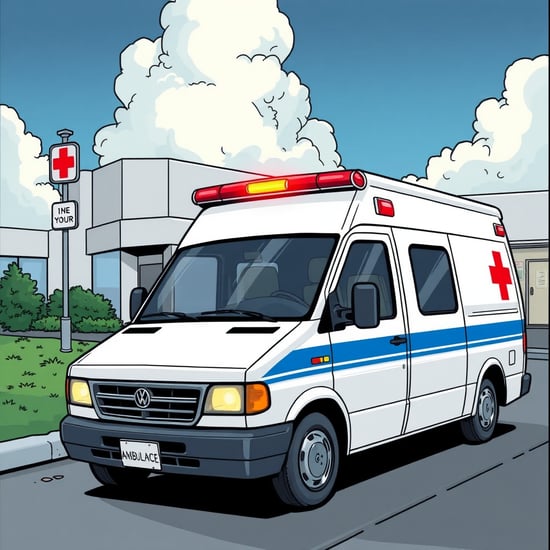 Ambulance, Hospital, comic art
