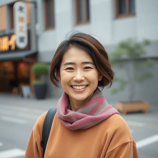 笑顔で喜ぶ表情の日本人女性　30才
