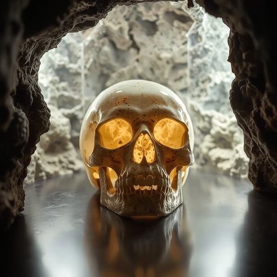 Cristal skull in cave