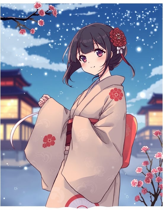 浴衣の美少女を風イラストで生成してください。
このイラストをジブリ風に生成してください。