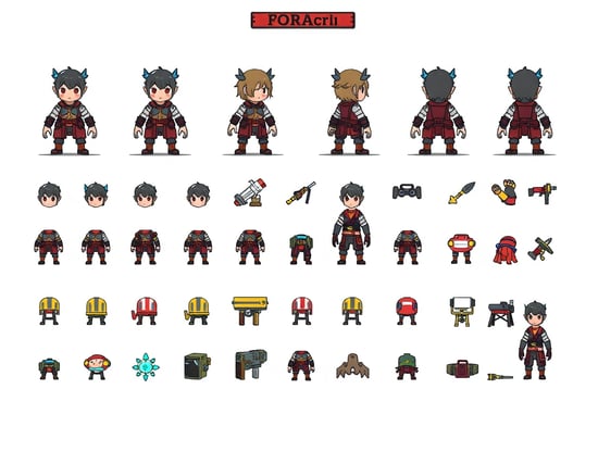[CHARACTER=角色(游戏 character)]
[STYLE=pixel-art][2DTO3D=no]
Create THREE cohesive sprite sheets.

-ROW1-8-View Base Model-
* If 2DTO3D=yes -> T-pose in 8 rotations(front, 45°, side, 135°, back, 225°, other side,
315°).
* If 2DTO3D=no -> Natural idle pose in the same 8 rotations
* Match the chosen STYLE exactly.

-ROW 2- Adaptive Equipment Grid-
* Auto-invent **8-12 distinct gear/propitems** (no duplicates within or across sheets)that logically suit the CHARACTER; cover headtorso, arms, legs, feet, plus one-two signature extras.
* Render each item in its own cell at theclearest modelling angle(s), using the same STYLE.
* Ensure every piece fits the ROW 1 modelwithout clipping; if 2DTO3D=yes, favormodelling-friendly perspectives.

-Global Constraints-
* Keep all three sheets visually and stylisticallyconsistent (palette, light direction, line weight).
* Use power-of-two canvases < 2048x2048 px; leave padding for atlas packing.
* Output **only** the finished sprite sheets - no explanatory text.